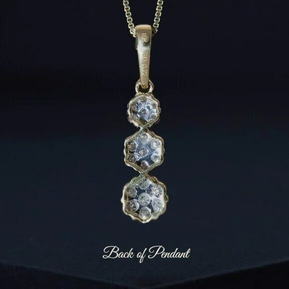 10K Yellow Gold Real Natural Diamond Pendant, Tiny Petite Charm, Luxury Jewelry - Picture 4 of 7